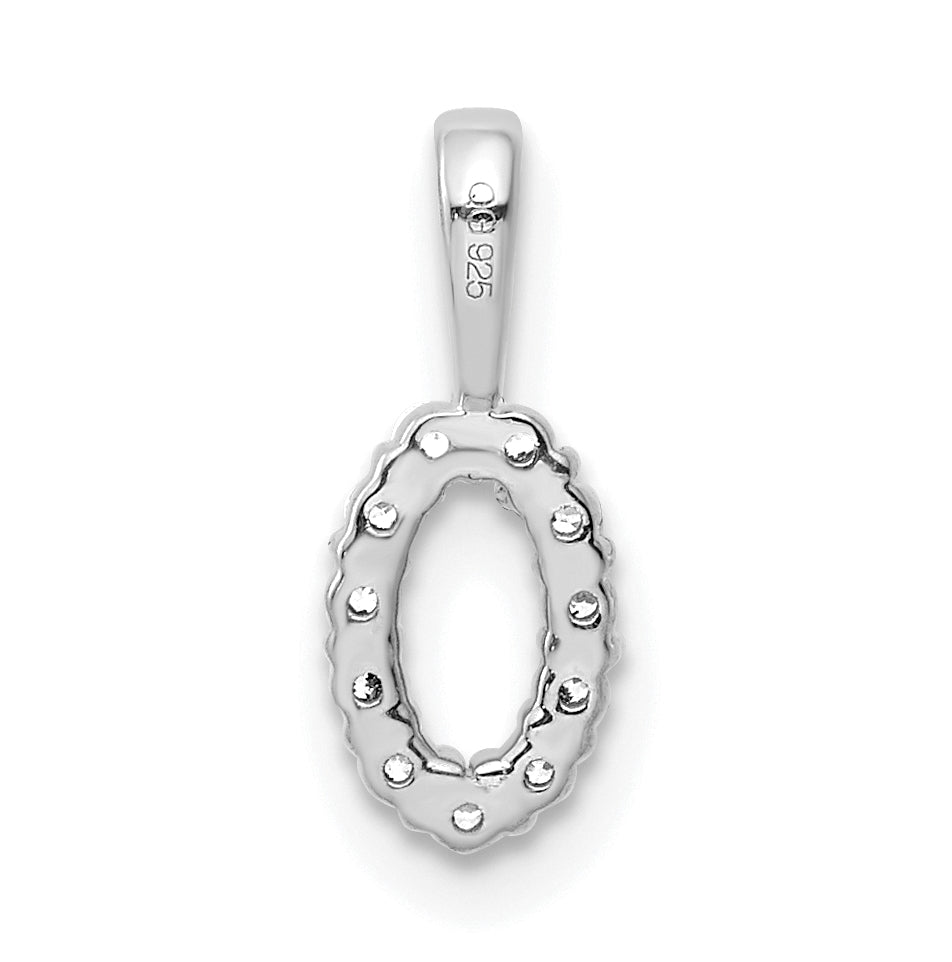 14k White Gold Diamond Number 0 Pendants