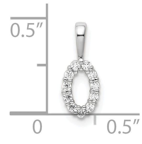 14k White Gold Diamond Number 0 Pendants