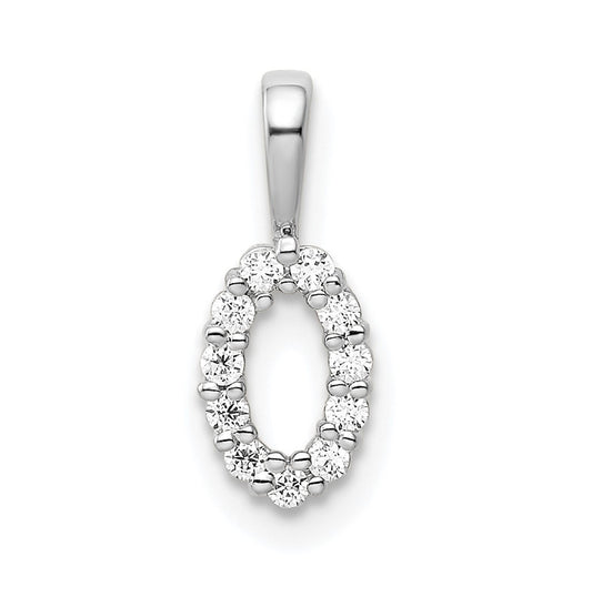 14k White Gold Diamond Number 0 Pendants