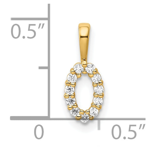 14K Yellow Gold Diamond Number 0 Pendant