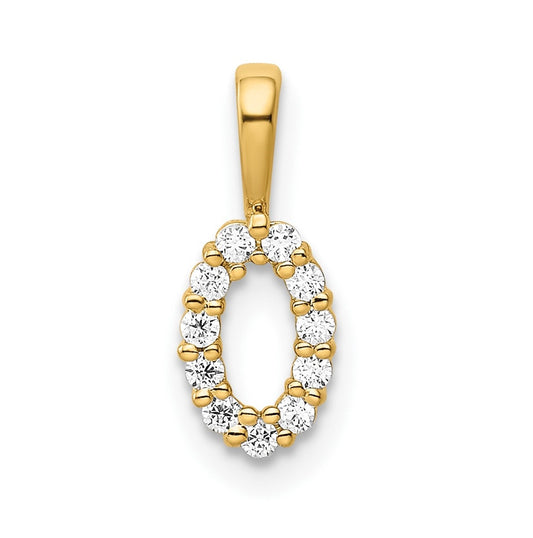 14K Yellow Gold Diamond Number 0 Pendant