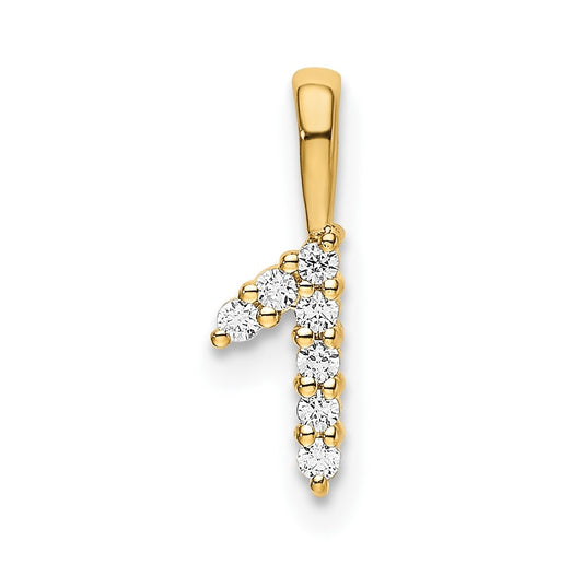 14K Yellow Gold Diamond Number 1 Pendant
