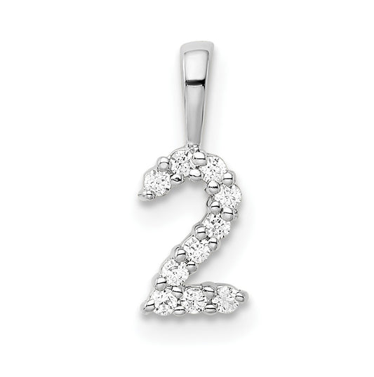 14k White Gold Diamond Number 2 Pendants