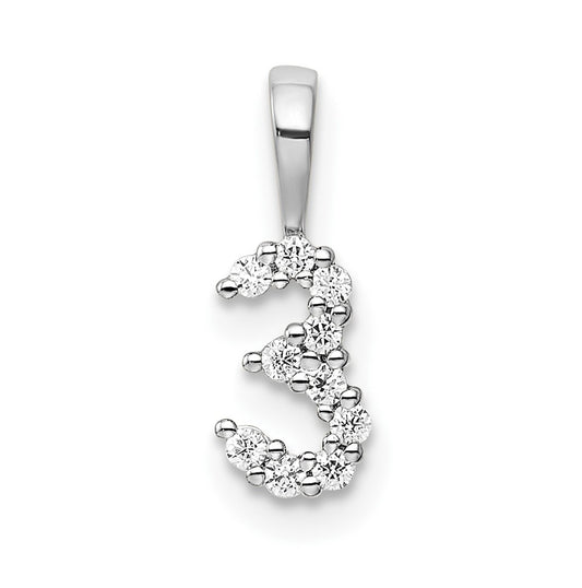 14k White Gold Diamond Number 3 Pendants