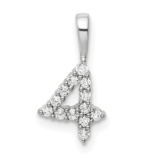 14k White Gold Diamond Number 4 Pendants