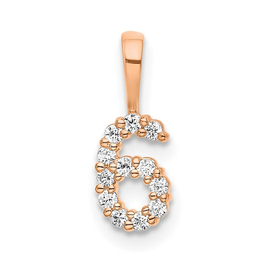 14k Rose Gold Diamond Number 6 Pendant