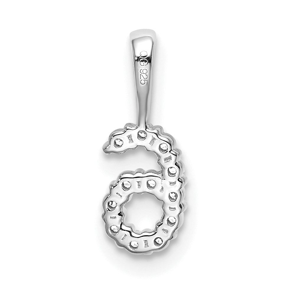 14k White Gold Diamond Number 6 Pendants