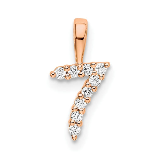 14k Rose Gold Diamond Number 7 Pendant