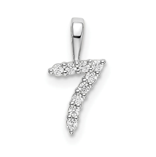 14k White Gold Diamond Number 7 Pendants