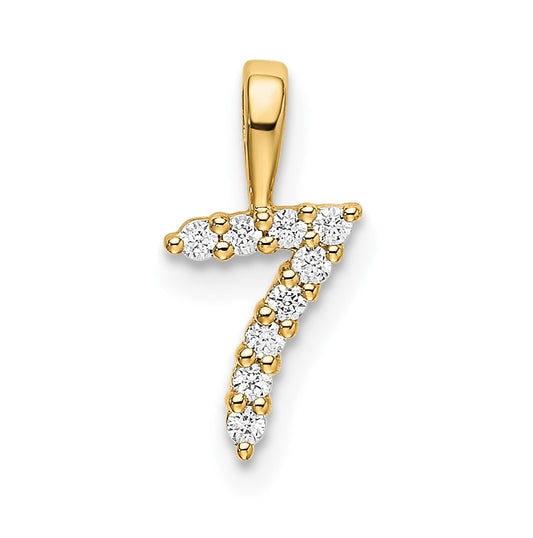 14K Yellow Gold Diamond Number 7 Pendant