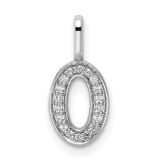 14k White Gold Diamond Number 0 Pendant