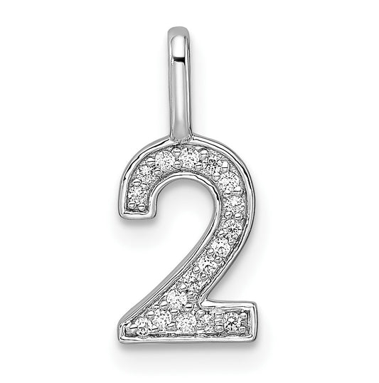 14k White Gold Diamond Number 2 Pendant