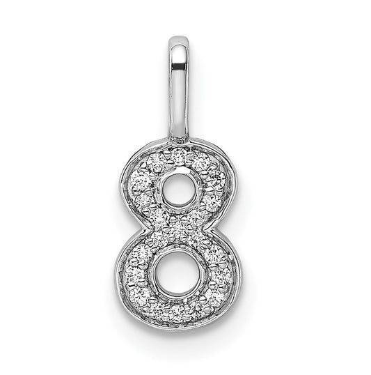 14k White Gold Diamond Number 8 Pendant