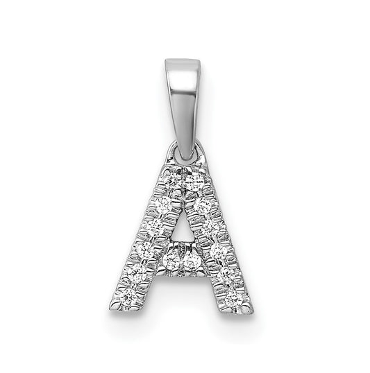 14K White Gold Diamond Letter A Initial with Bail Pendant