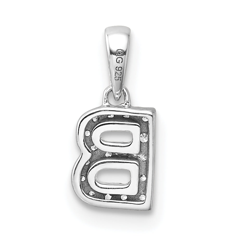 14K  White Gold Diamond Letter B Initial with Bail Pendant