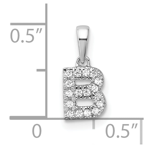 14K  White Gold Diamond Letter B Initial with Bail Pendant