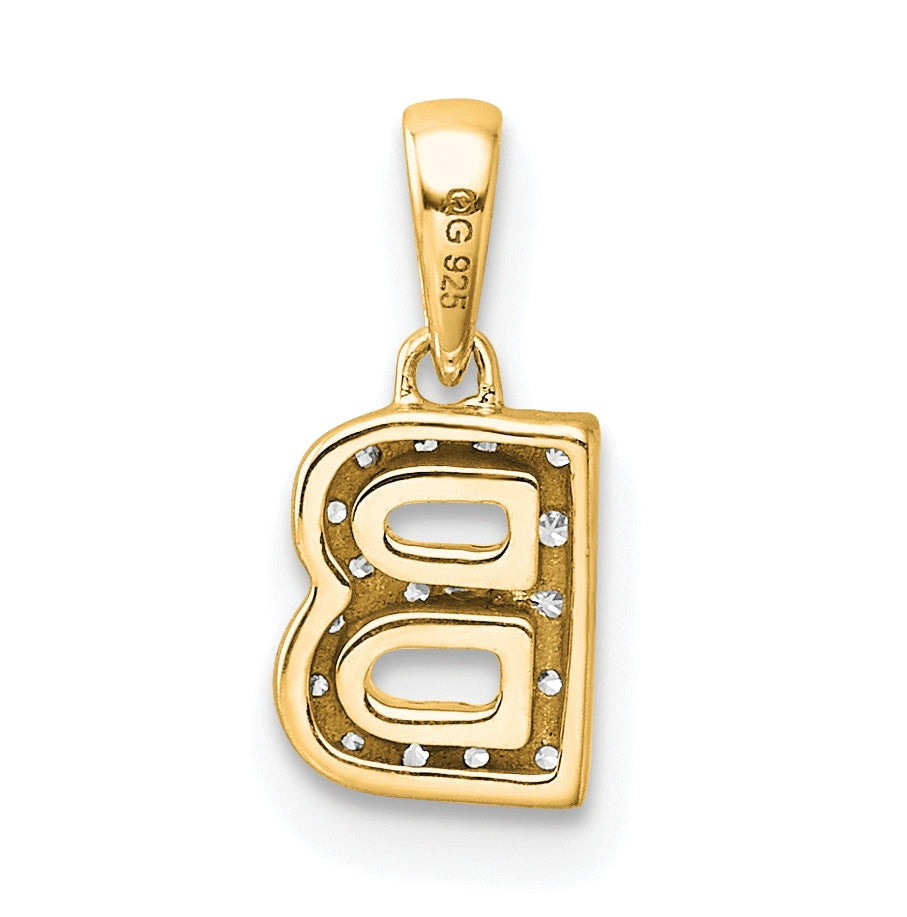 14K Yellow Gold  Diamond Letter B Initial with Bail Pendant