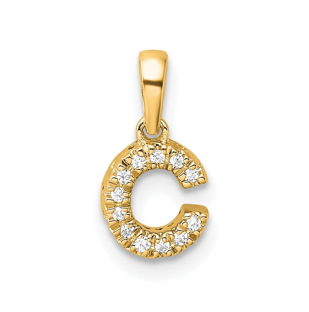 10k Yellow Gold Diamond Initial with Bail Pendant