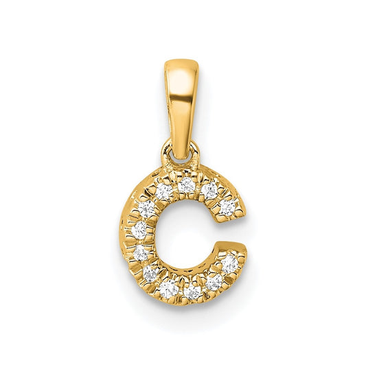 14K Yellow Gold  Diamond Letter C Initial with Bail Pendant