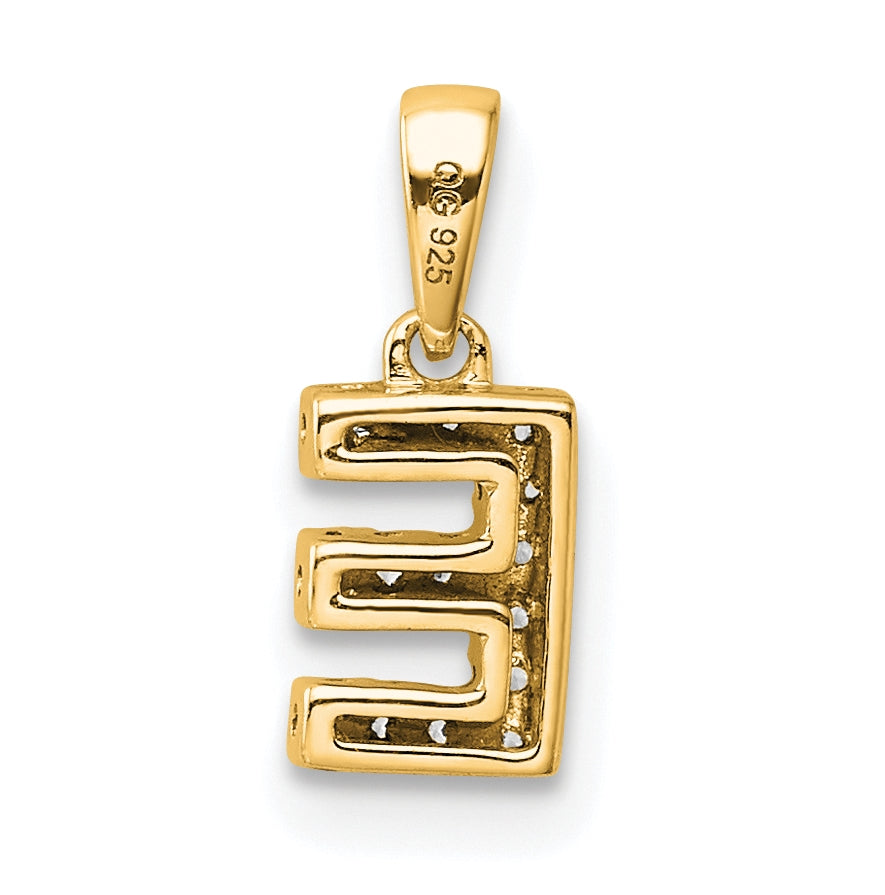 14K Yellow Gold  Diamond Letter E Initial with Bail Pendant