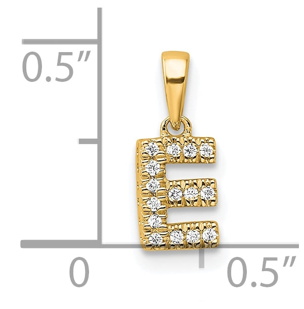 14K Yellow Gold  Diamond Letter E Initial with Bail Pendant