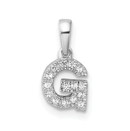 14K  White Gold Diamond Letter G Initial with Bail Pendant