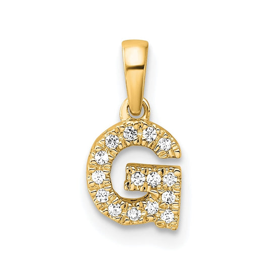 14K Yellow Gold  Diamond Letter G Initial with Bail Pendant