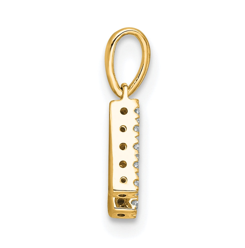14K Yellow Gold  Diamond Letter H Initial with Bail Pendant