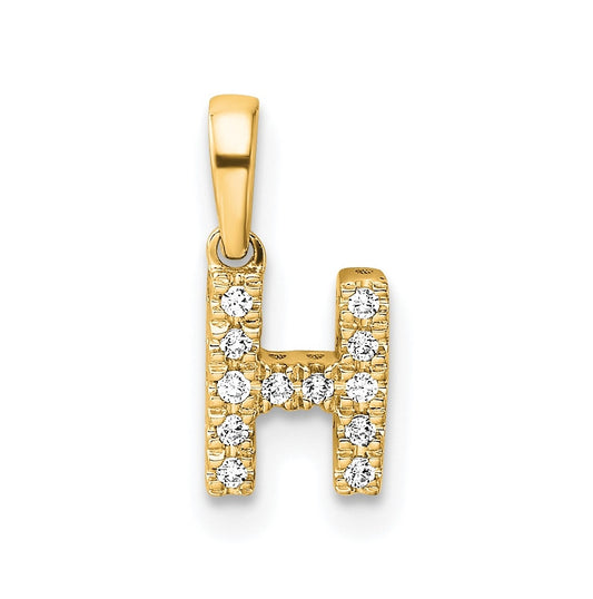 14K Yellow Gold  Diamond Letter H Initial with Bail Pendant