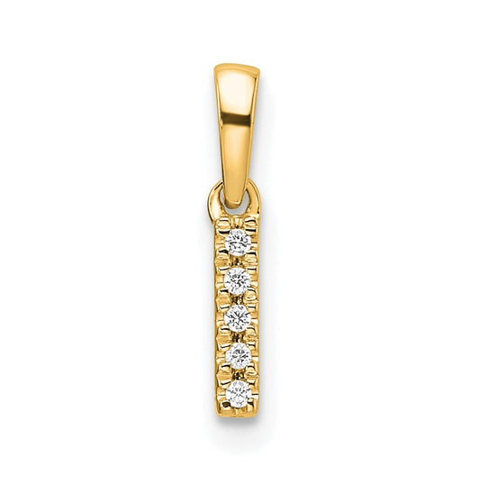 14K Yellow Gold  Diamond Letter I Initial with Bail Pendant