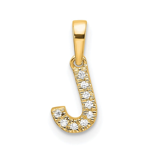 14K Yellow Gold  Diamond Letter J Initial with Bail Pendant