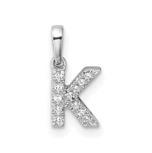 14K  White Gold Diamond Letter K  Initial with Bail Pendant