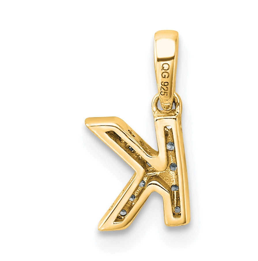 14K Yellow Gold  Diamond Letter K  Initial with Bail Pendant
