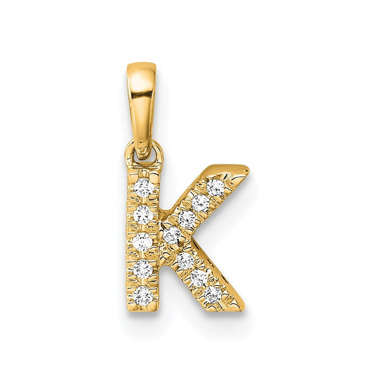 14K Yellow Gold  Diamond Letter K  Initial with Bail Pendant