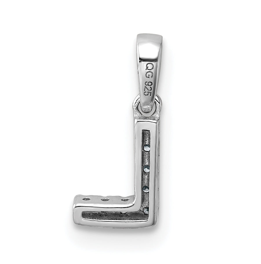 14K  White Gold Diamond Letter L Initial with Bail Pendant