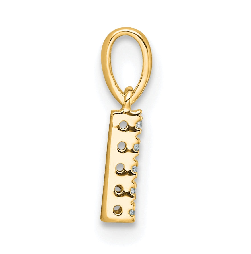 14K Yellow Gold  Diamond Letter L Initial with Bail Pendant
