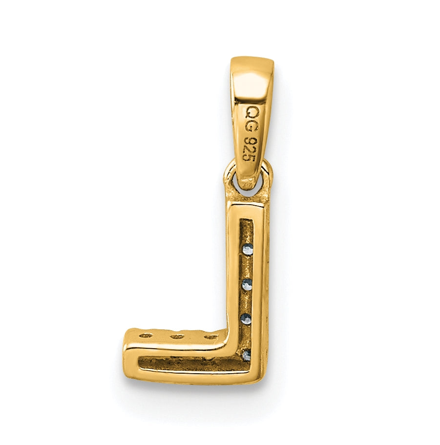 14K Yellow Gold  Diamond Letter L Initial with Bail Pendant