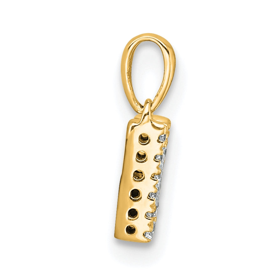 14K Yellow Gold  Diamond Letter M Initial with Bail Pendant