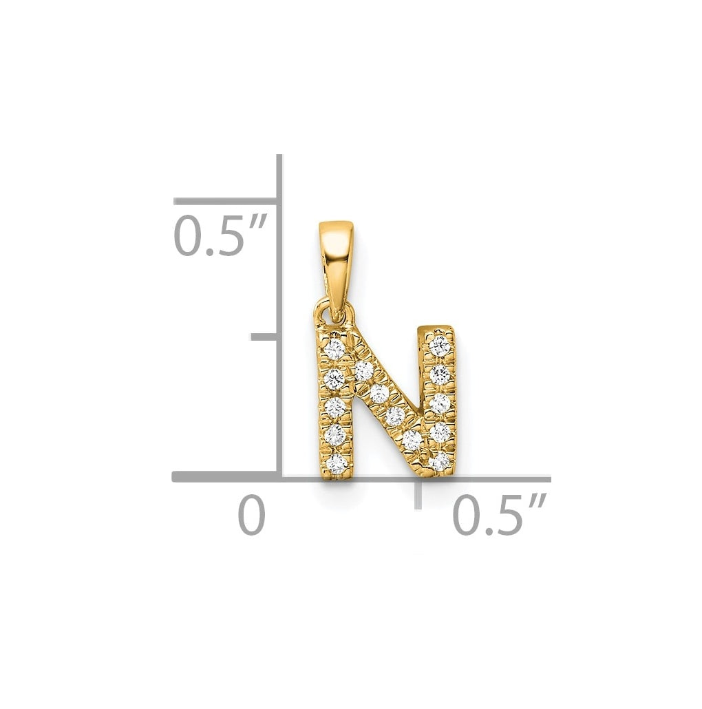 10k Yellow Gold Diamond Initial with Bail Pendant