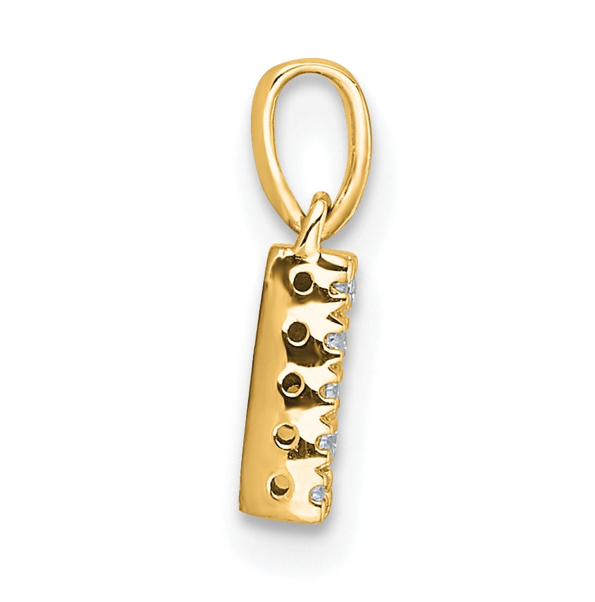 14K Yellow Gold  Diamond Letter N Initial with Bail Pendant