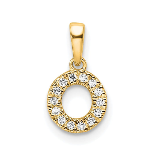 14K Yellow Gold  Diamond Letter O Initial with Bail Pendant