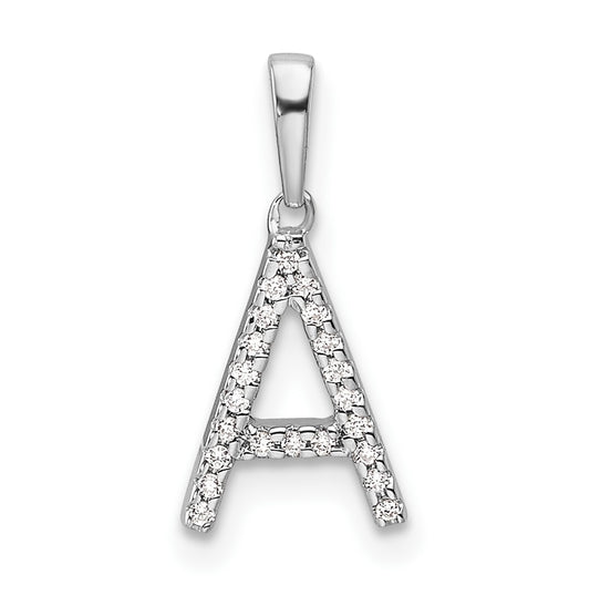 14K White Gold Letter A Diamond Initial Pendant