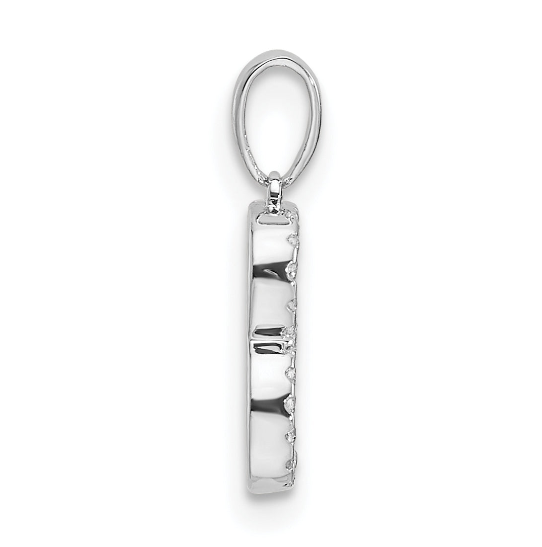 14K White Gold Letter B Diamond Initial Pendant