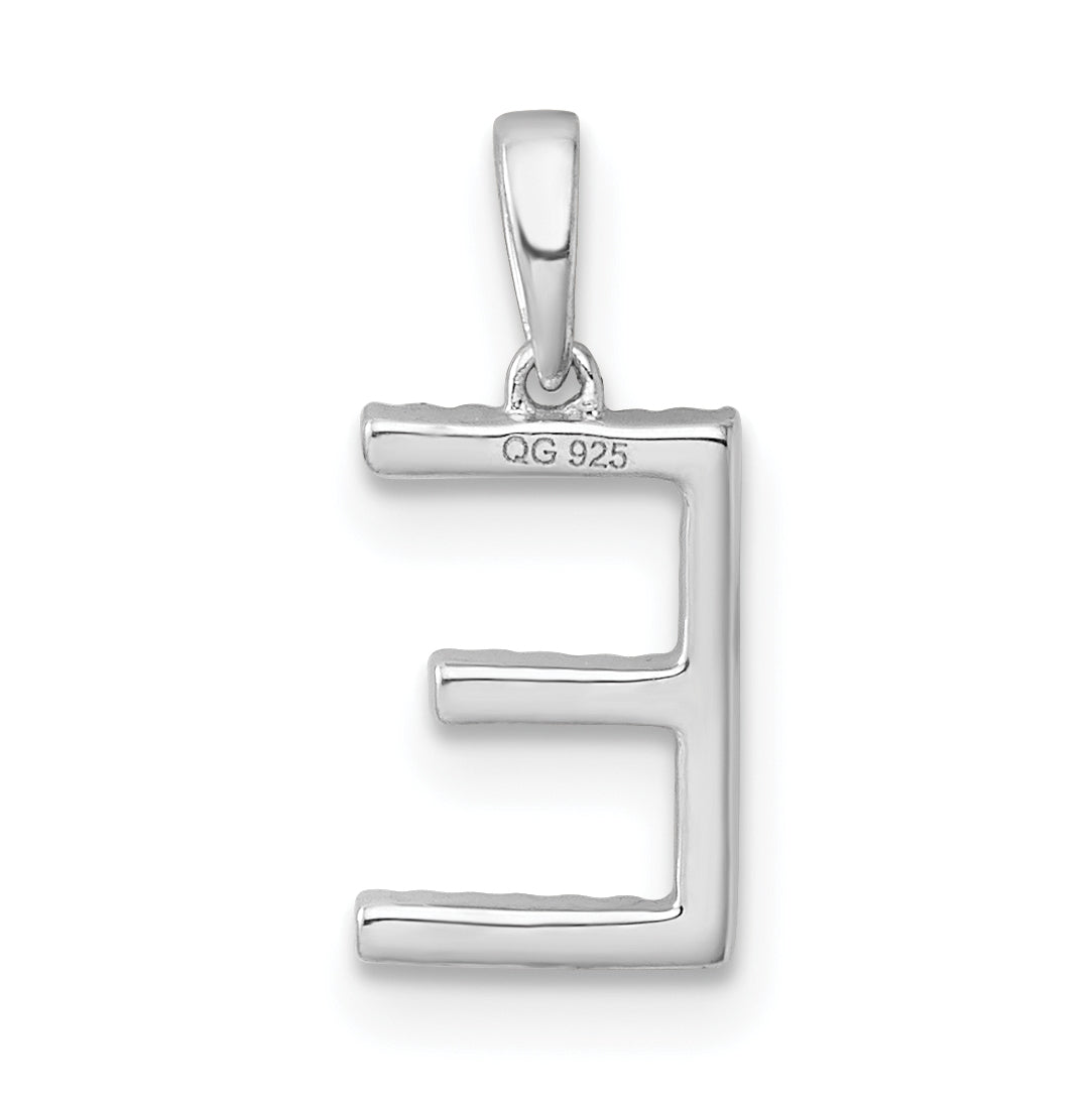 14K White Gold Letter E Diamond Initial Pendant