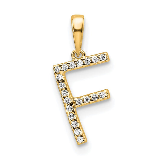 10K Yellow Gold Letter F Diamond Initial Pendant