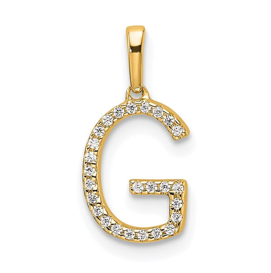 10K Yellow Gold Letter G Diamond Initial Pendant