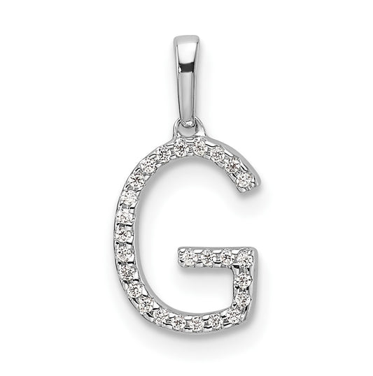 14K White Gold Letter G Diamond Initial Pendant