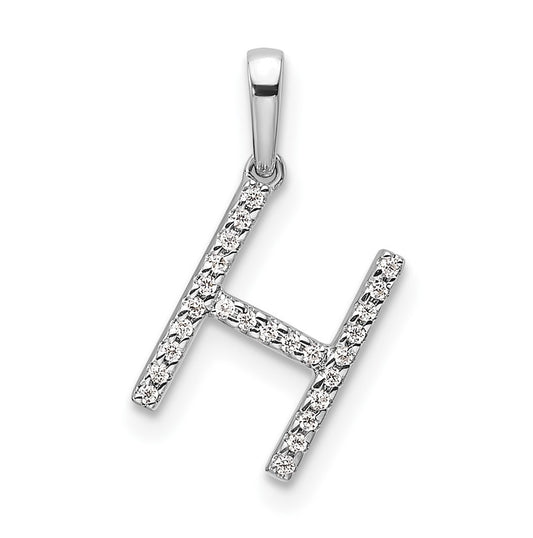 14K White Gold Letter H Diamond Initial Pendant