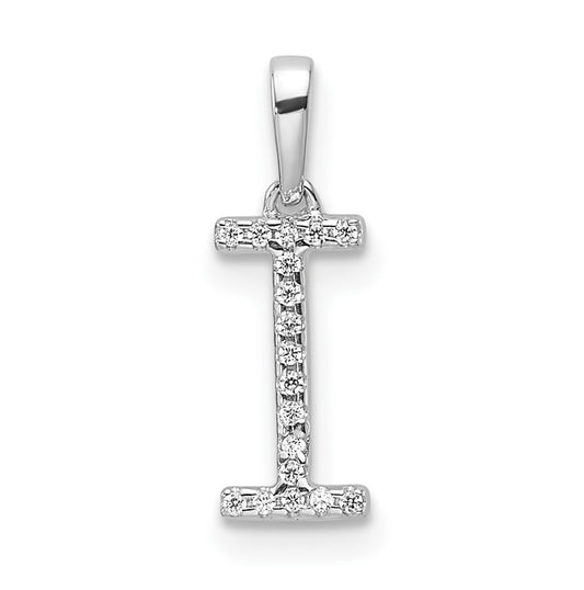14K White Gold Letter I Diamond Initial Pendant