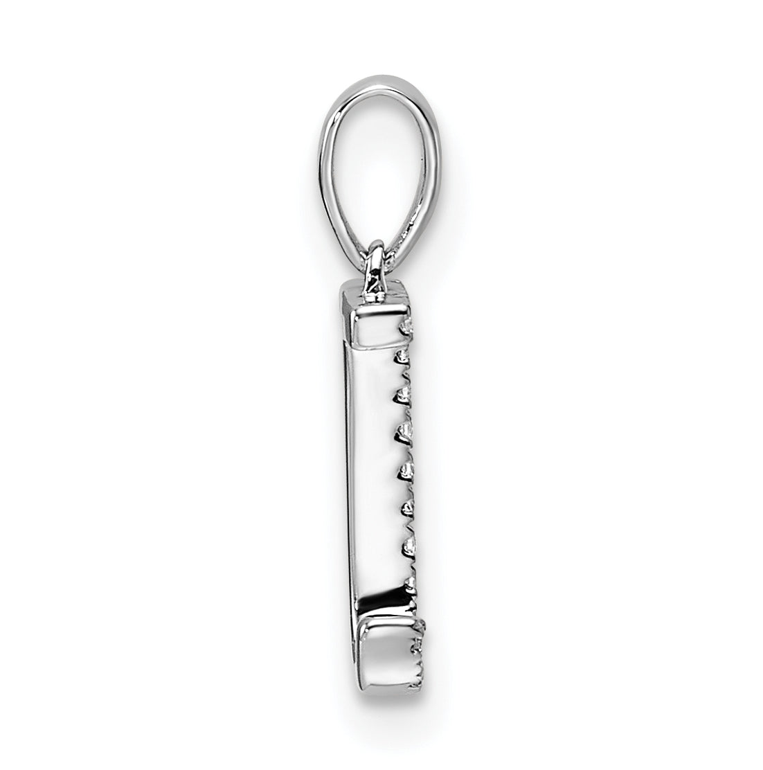 14K White Gold Letter J Diamond Initial Pendant
